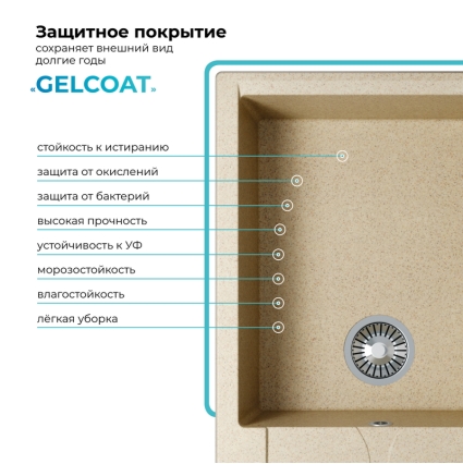Мойка кухонная POLYGRAN GALS 862 (опал №328)